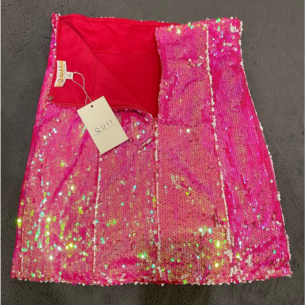Pink Sequin Mini Skirt - Size Small